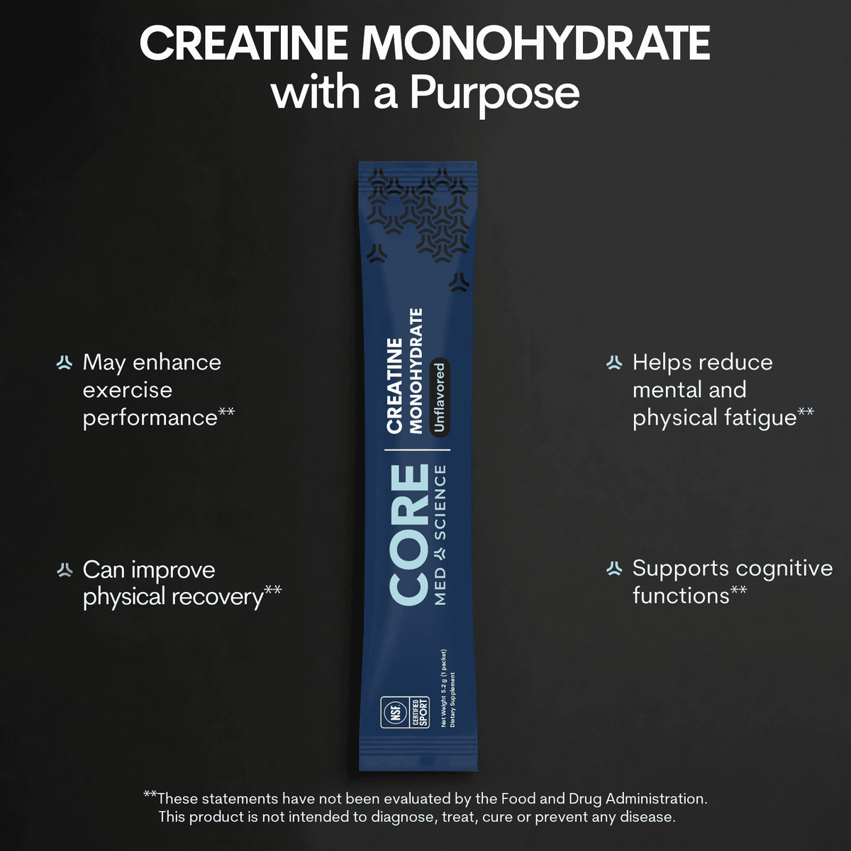 Creatine Monohydrate (45 Single-Serve Stick Packs)