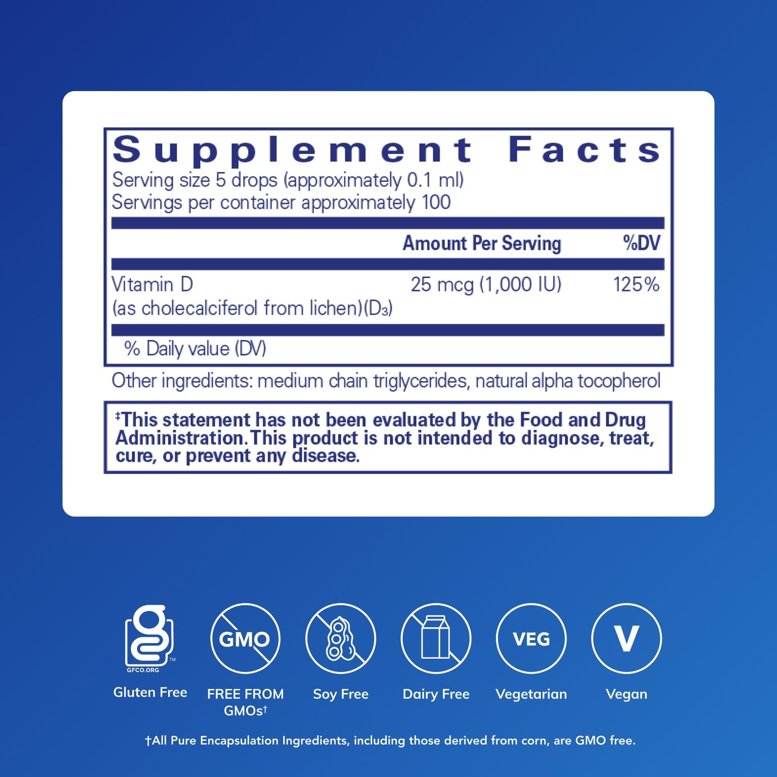 Pure Encapsulations Vitamin D3 Liquid - 22.5 ml | Health Supplement