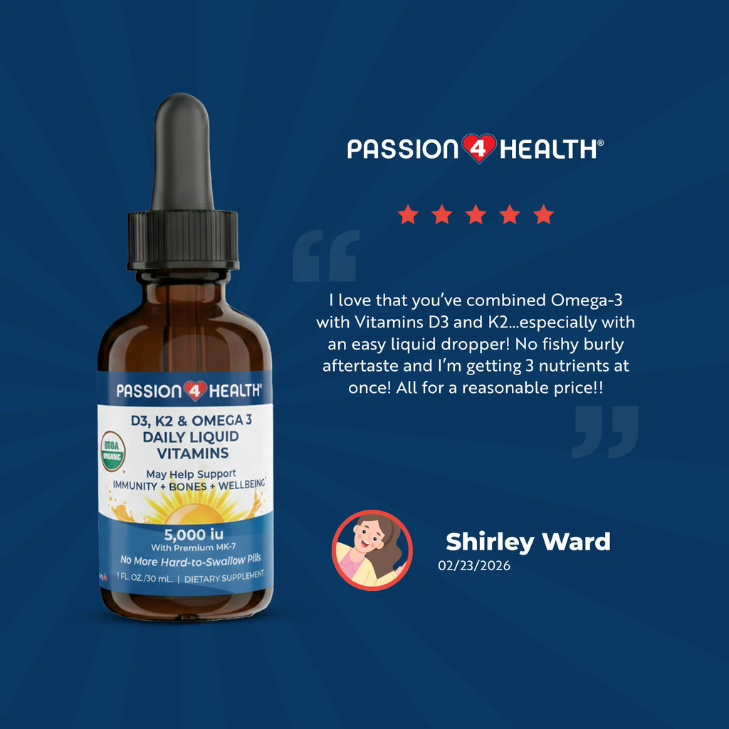 D3, K2 & Omega-3 Daily Liquid Vitamins